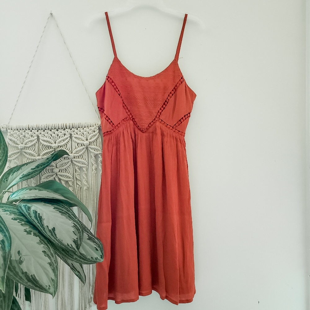 Lulu's Boho Orange Mini Dress size xs